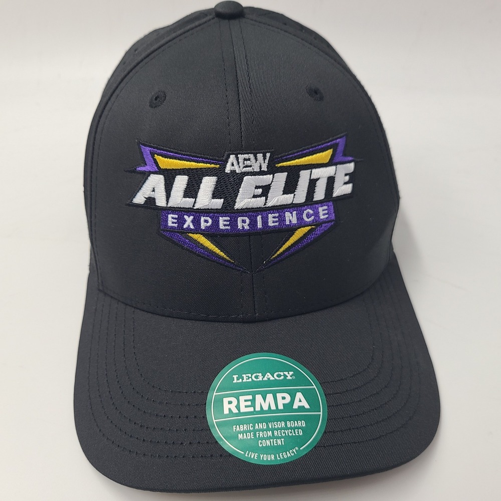AEW Hat Adjustable Legacy Black All Elite Wrestling Experience Polyester Blend